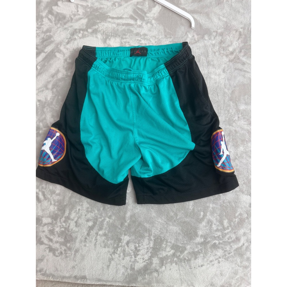 Jordan Mens Mesh Basketball Shorts Teal Black Jumpman Graphic RN56323 Size M‎